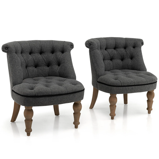 Gymax Set of 2 Upholstered Slipper Chairs Armless Accent Chairs w/