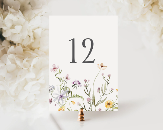 Dainty Flora Table Number Signs | Boho Floral Wedding Decor Watercolor #