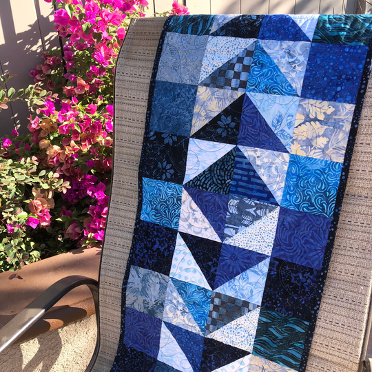 Blue Batik Handmade Patchwork Table Runner
