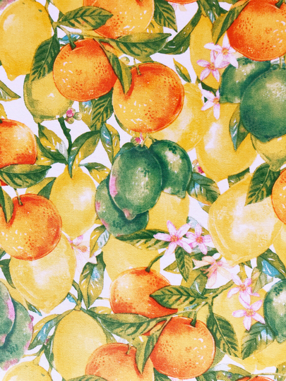 Orange Lemon & Lime Tropical Pineapple Fruit Quilting Cotton Fabric By 1/4Yard, 1/2 Yard Or Fat Quarter