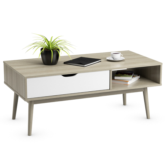 Costway Coffee Cocktail Table Accent Sofa Table w/ Drawer&Storage
