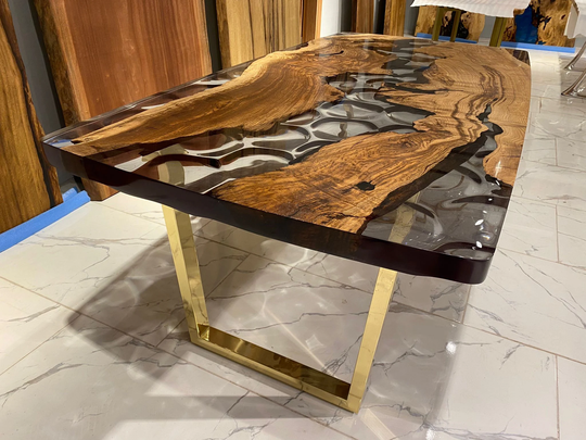 Handmade Clear Epoxy Table, Transparent Furniture Vivid Edge, Special Wood Resin Live Edge Table, Living Room