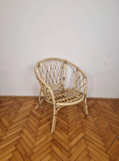 Vintage Rattan Boho Outdoor Chair/ Patio/Balcony Bamboo Funiture/ 1980/ Ratan Shell