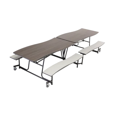Mobile Rectangular Bench Cafeteria Table