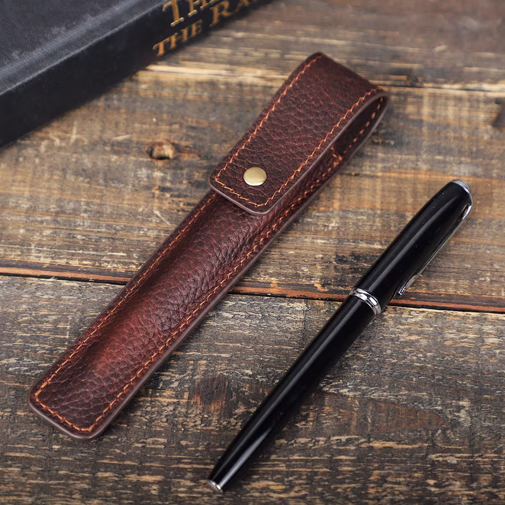 Single Pen Sleeve Case, Fountain Holder, Leather Sheath Cover, Pencil Pouch Organizer, Customized Gift For Teacher