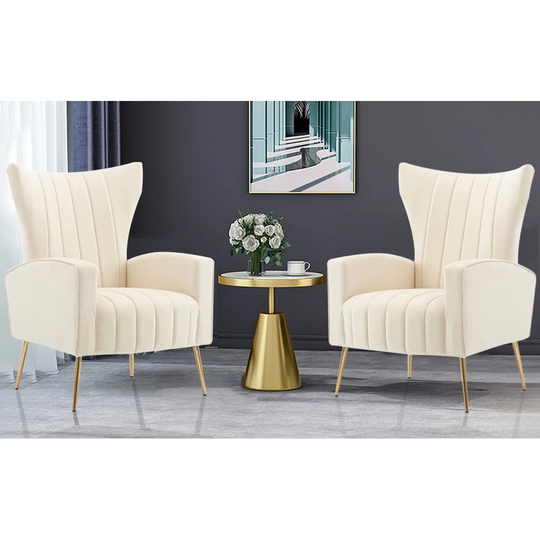 Velvet Accent Chair with Gold Legs, Upholstered Single Sofa