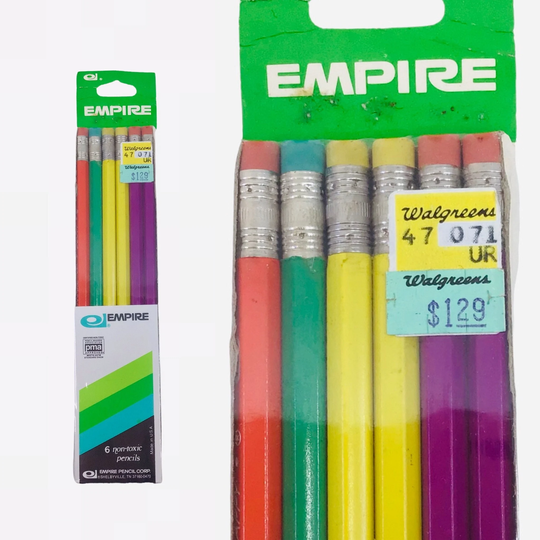 Vintage Empire Pencils Colored Erasers Pack Factory Sealed 1980S