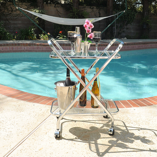 Serving Tray Table Bar Cart Trolley On Wheels