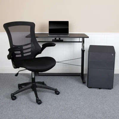 Berezinsky Ergonomic Desk, Chair and Filing Cabinet 3-piece Set