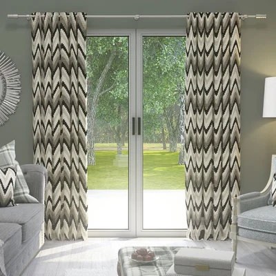Geometric Room Darkening Outdoor Pencil Pleat Curtain Panels