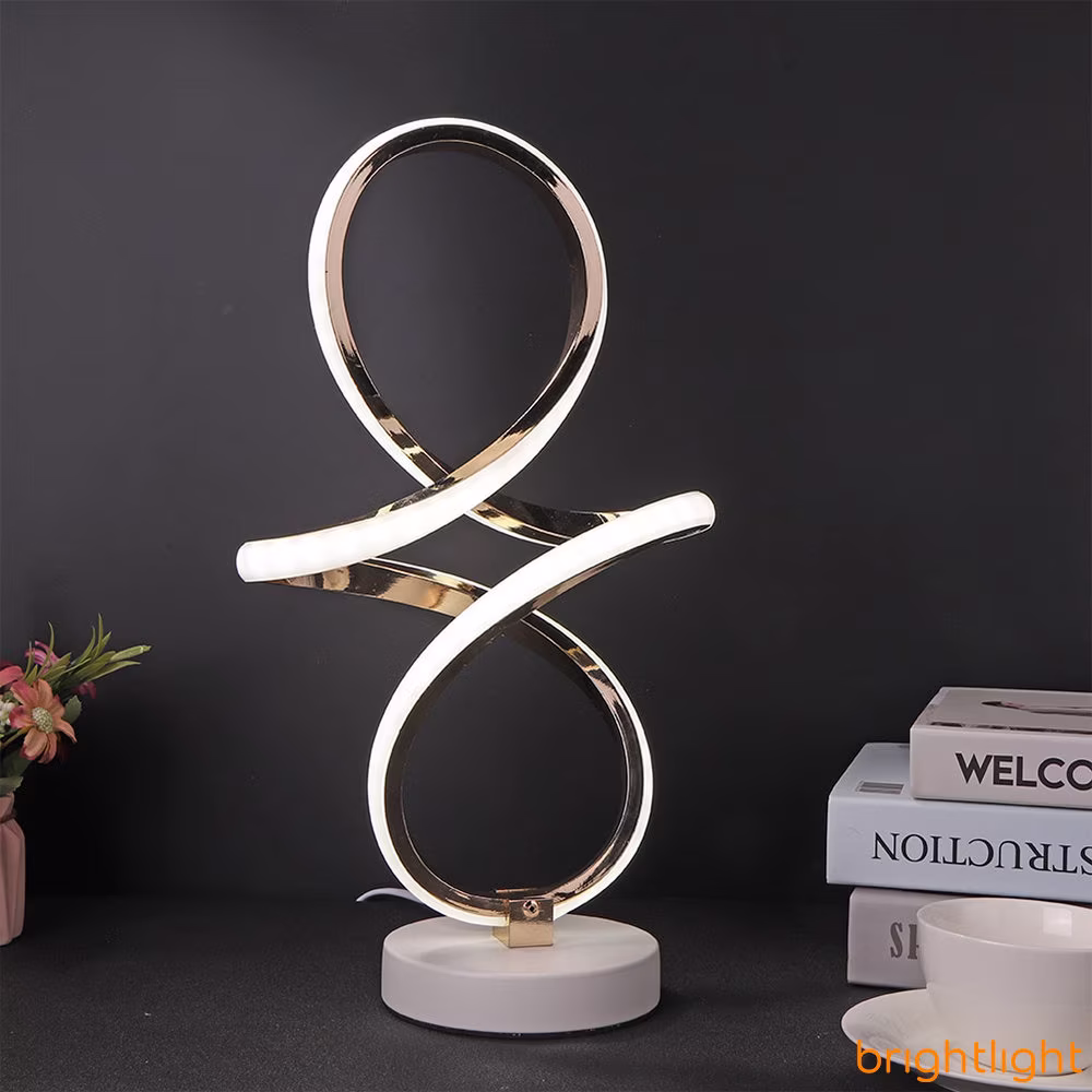 Spiral Led Table Lamp With Warm & Cold White Light Gold Minimalist Modern Design