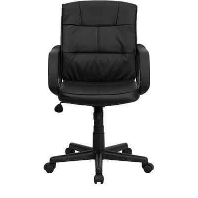 Embroidered Embroidered Mid-Back LeatherSoft Swivel Task Office Chair with Arms