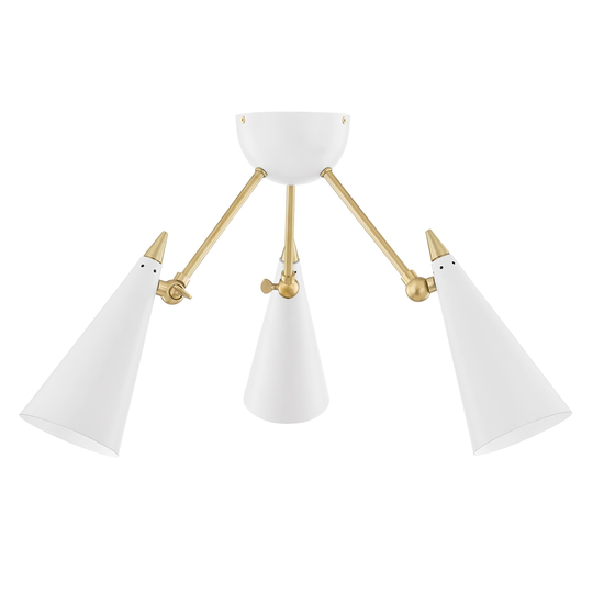 Mitzi by Hudson Valley Moxie 3-Light Aged Brass Semi Flush Mount