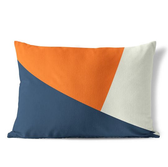 Orange Navy Color Block Throw Pillow Cover | Lumbar Case 14x20 Cushion Modern Accent Pillows For Couch