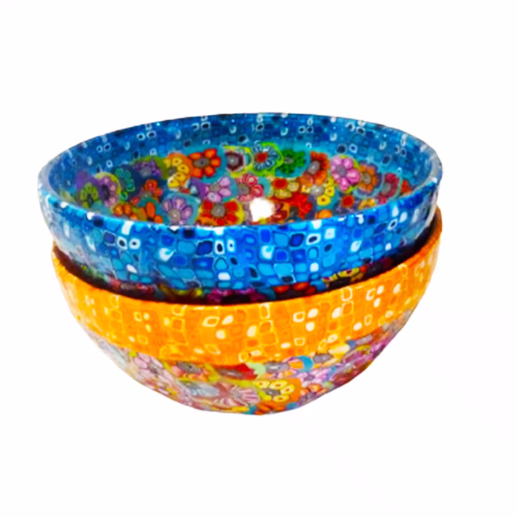 Colorful Serving Salad Bowls Set, Handmade Glass Breakfast Cereal Set