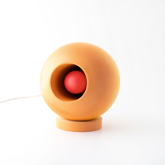 Orange Globe Concrete Table Lamp, Handmade Bedside Industrial Decor, Edison Home Decor