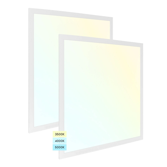 Luxrite 2x2 FT LED Flat Panel Lights, 40W, 3 Color Selectable 3500K-5000K, 4400 Lumens, Dimmable, ETL, DLC (2 Pack)