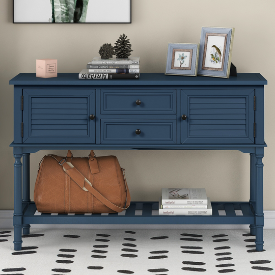 49'' Modern Console Table Sofa Table For Living Room With 2 Drawers, 2 Cabinets And 1 Shelf