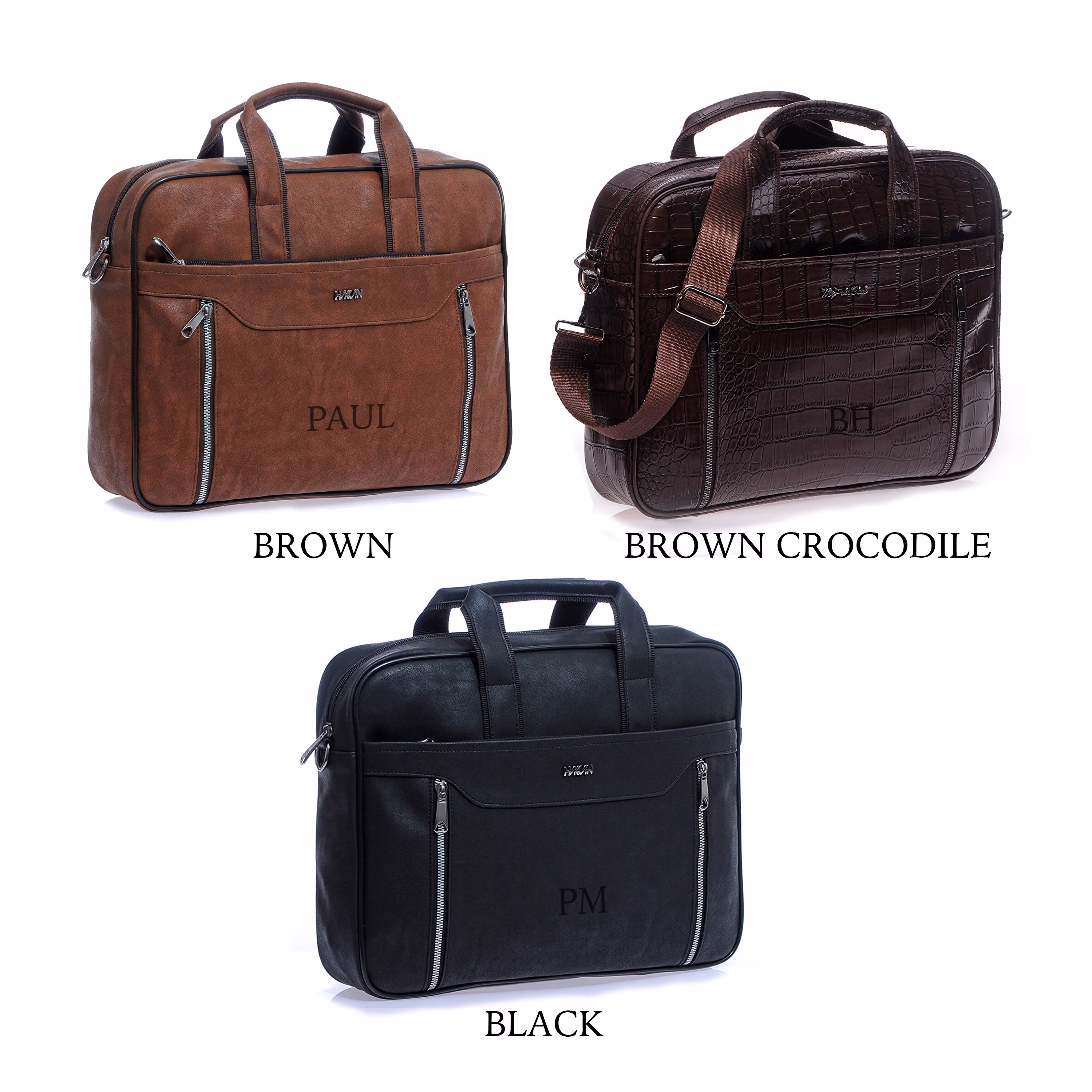 Personalized Vegan Leather Laptop Bag, Crocodile Briefcase, Customized Messenger Bag, Case, Sleeve
