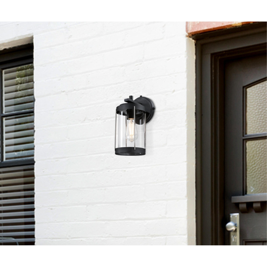 Westinghouse Lighting Kezia One Light Outdoor Wall Fixture, Textured Black and Industrial Steel Finish, Clear Glass - 1-Light
