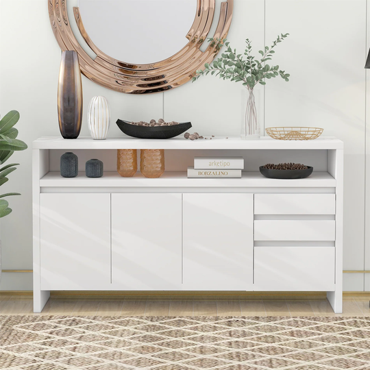 Sideboard MDF Storage Cabinet with Two Cabinets and Three Drawers