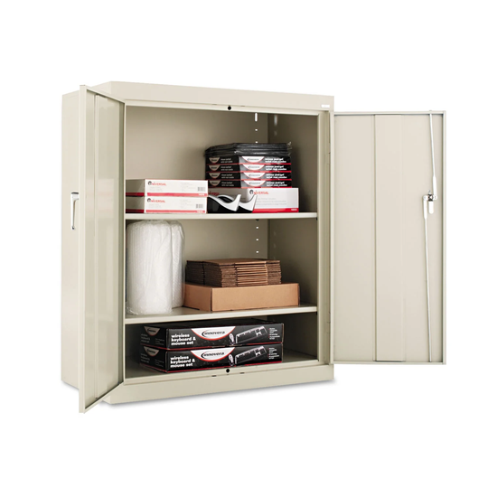 Assembled 42" High Heavy-Duty Welded Storage Cabinet, Two Adjustable Shelves, 36 x 18, Putty - 36" x 18"