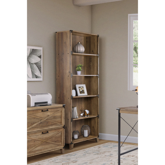 Saint Birch Cambridge Rustic Oak Five-Shelf Bookcase