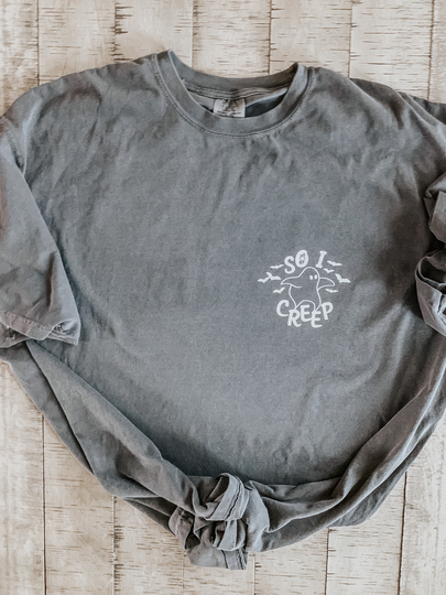 Comfort Color Funny Creepy Ghost Tee; Aesthetic Halloween Attire; Fall & Graphic