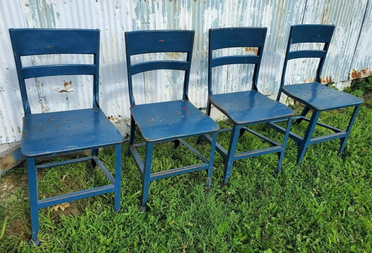Original Toledo Chairs 1930's Uhl Art Steel Toldeo Chairs Industrial Chair Antique Collectible Furniture