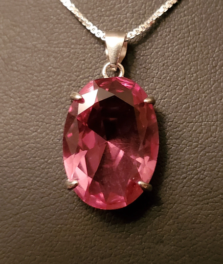 Color-Change Zultanite Necklace, Watch Whole Video For Colors 13x18mmlab Created Simulated Gem, 925 Sterling Unisex Pendant W/Sterling Chain
