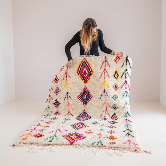 Azilal Rug With Colorful Patterns 79/59 Inches - Handmade Berber Rug Bohemian Style