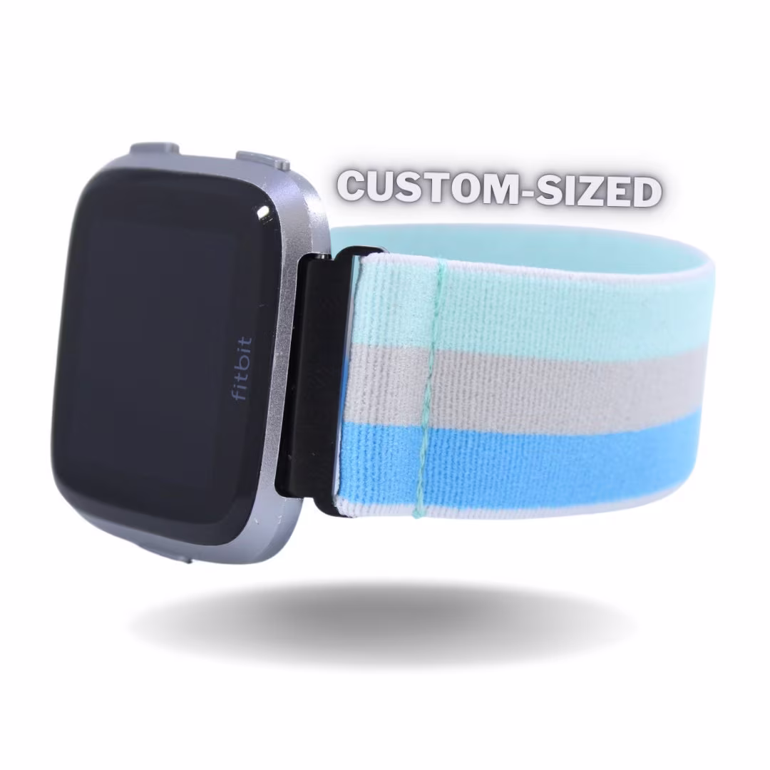 Elastic Fitbit Versa Watch Band | Baby Blue Pink Mint Pastel Fits 1, 2 & Lite Models Continuous Loop Handmade in Usa