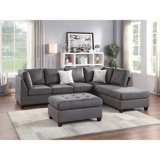 3 Piece Microfiber Sectional Sofa Set