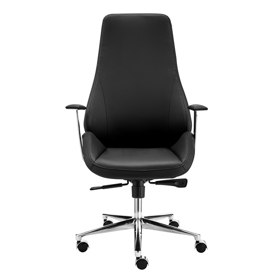 Bergen High Back Office Chair in Black with Chromed Steel Base