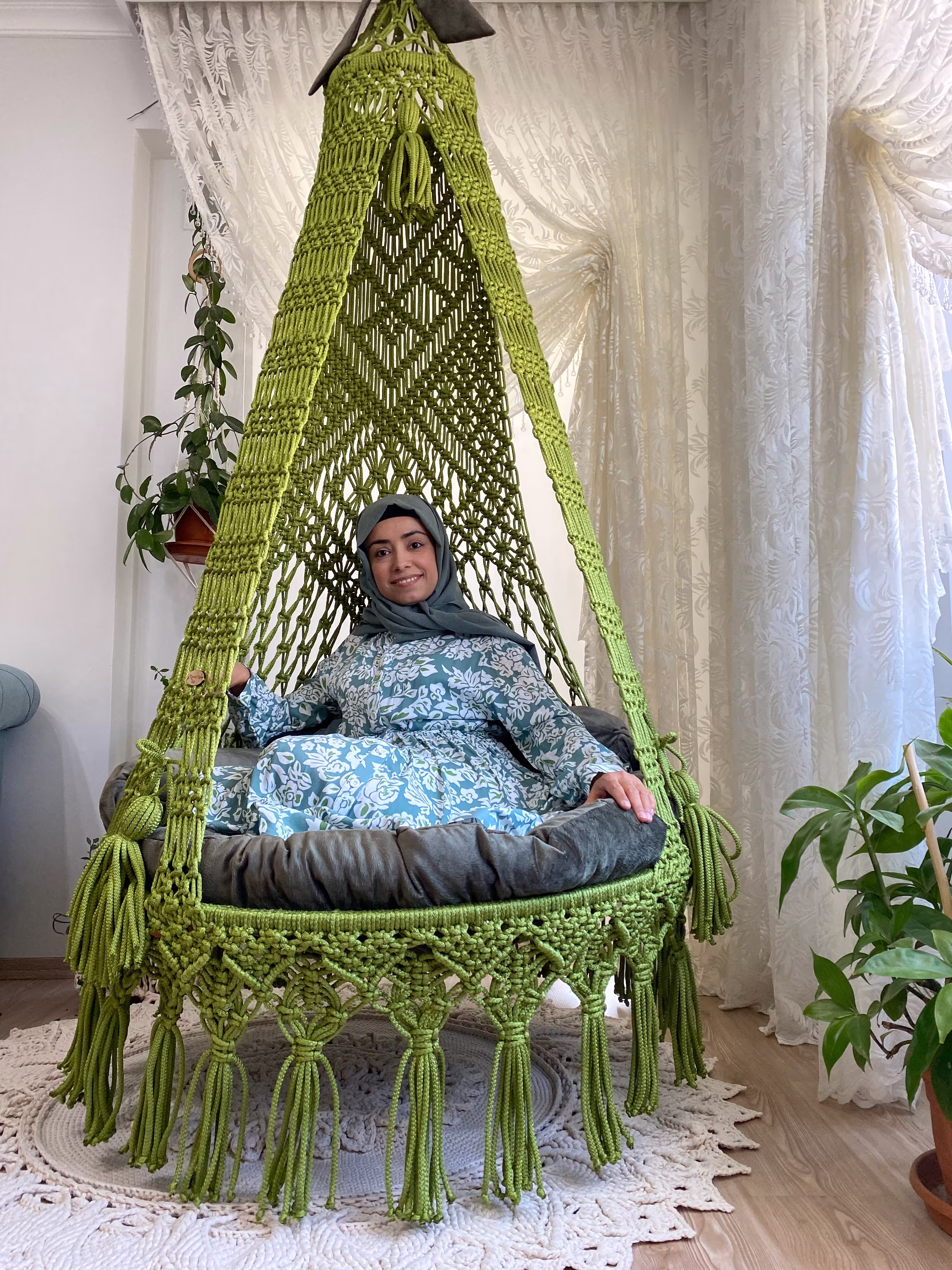 Macrame Xl Swing Chair, Round Swing, Special Design Macrame Swing, Swing Handmade Set