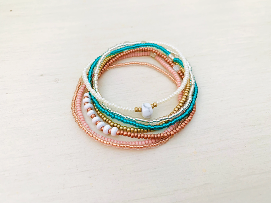 Bracelet Set, Stretch Bracelet, Seed Bead Minimalist Beaded Stack, Dainty Handmade Bracelets