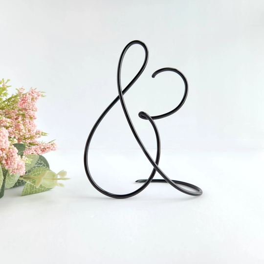 Ampersand Shelf Desk Art | Table Top & Symbol Metal Wire Letters, Minimalist Modern Decor, Gold, Black, Silver, Copper Color