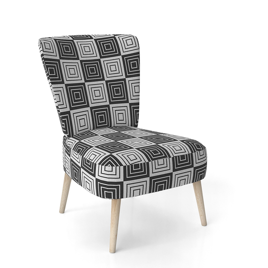 Designart 'Monochrome Geometric Pattern XI' Upholstered Mid-Century Accent Chair