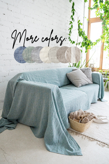 Linen Sofa Slipcover, Loose Linen Couch Cover, Loveseat Custom Large Natural Slip Cover