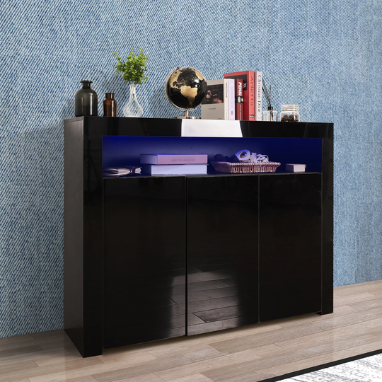 TiramisuBest Living Room Sideboard Storage Cabinet with LED Light