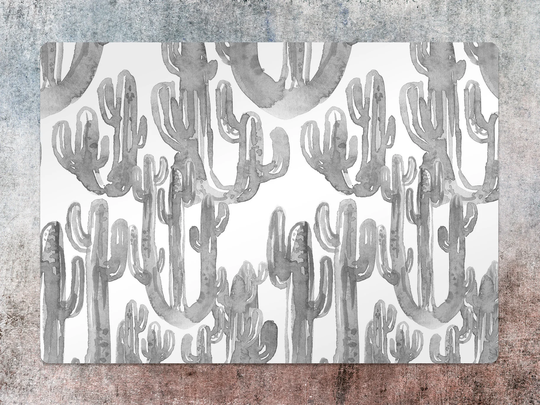 Painted Cactus Chair Mat, Splat White Vinyl Floor Watercolor Protective Office Decor, Room Rug, Kids Decor