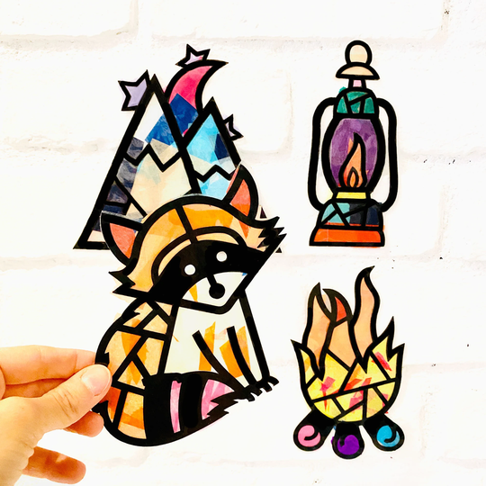 Camping Suncatcher Kit Craft - Kids Art Project Diy Gift For Outdoor Activity Camp Theme Birthday