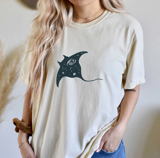 Comfort Colors Celestial Stingray Shirt, Ocean Tee, Top, T-Shirt, Comfy Oversized T-Shirt
