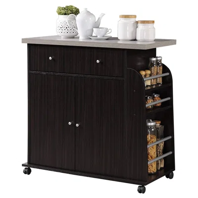 Ebern Designs Kitchen Island Cabinet Drawer Storage Bar Cart