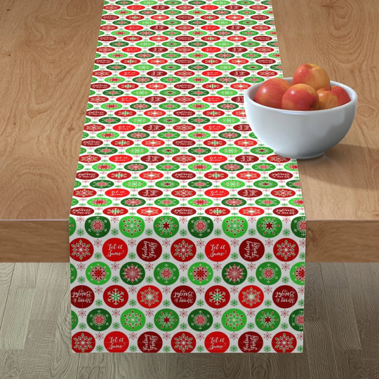 Christmas Dots Table Runner - Let It Snow Snowflakes By Wickedrefined Snowflake Cotton Sateen Spoonflower