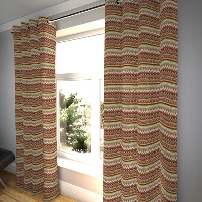 Mcalister Textiles Curitiba Curtains 2 Panels | Orange + Teal Funky Geometric Pattern Made To Order Curtains & Drapes | Cotton Pencil Pleat Fully Line