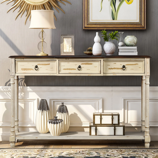Console Table Sofa Table with Drawers and Shelf