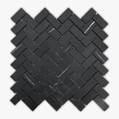 Honed 12" x 12" Marble Herringbone Mosaic Tile