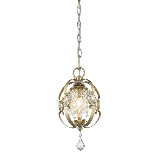Golden Lighting Ella Brushed Etruscan Bronze Finish Steel Mini Pendant Light Fixture - Pewter