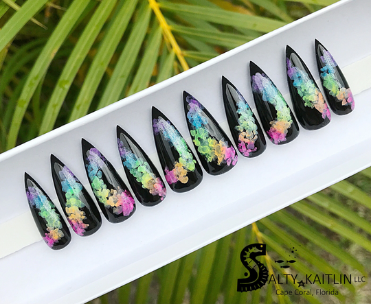 Rainbow Smoke Gel Press On Nails